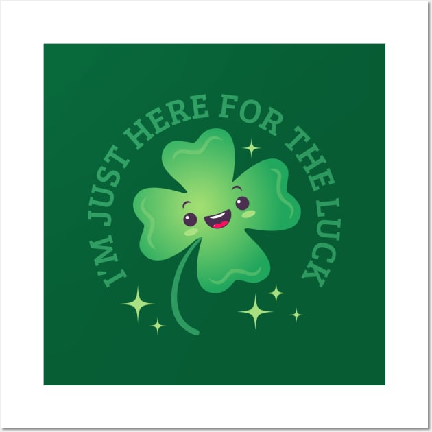 Cute four leaf lucky clover in cute kawaii style Wall Art by Sir13